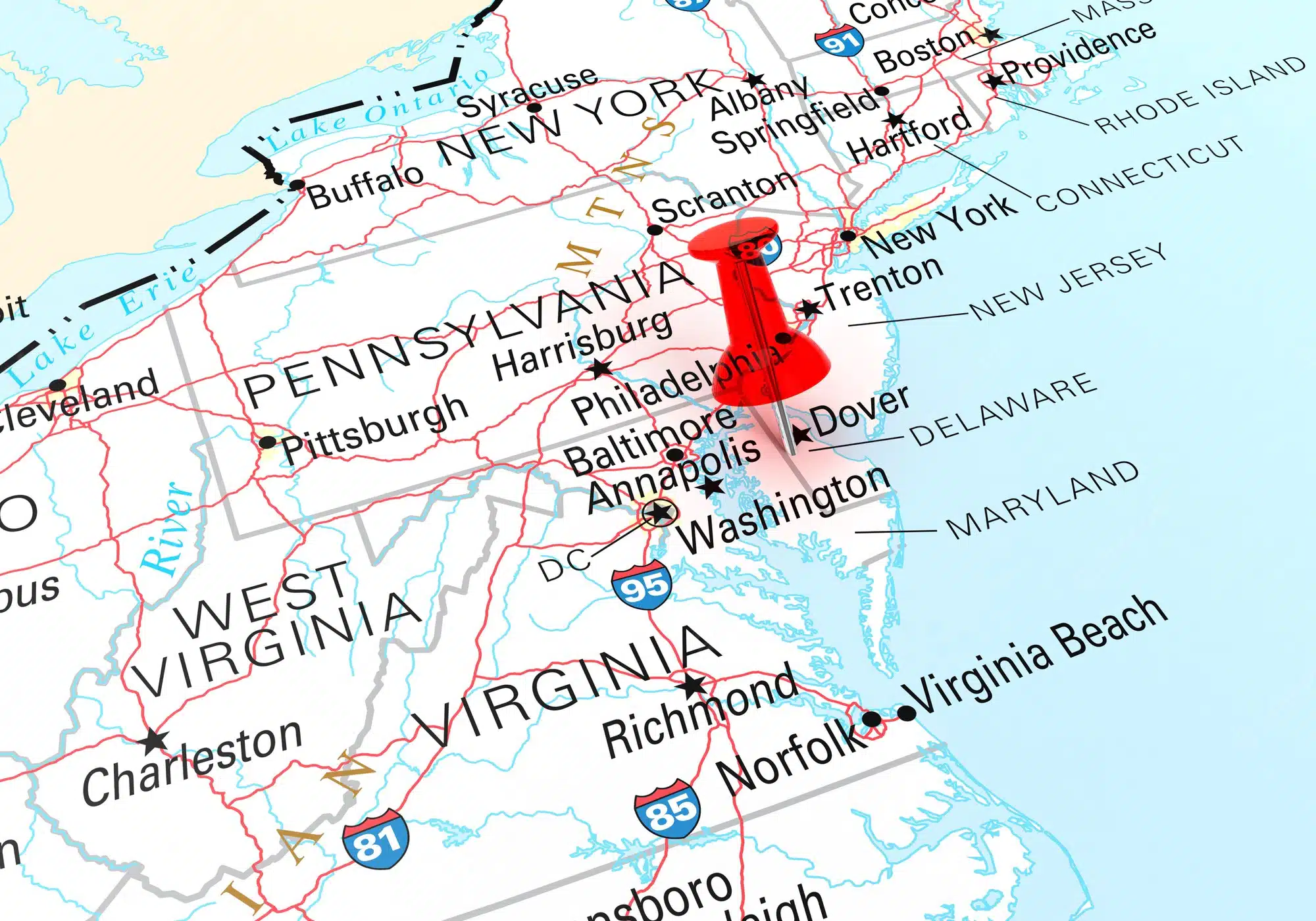 Mapa de Delaware en EE.UU.