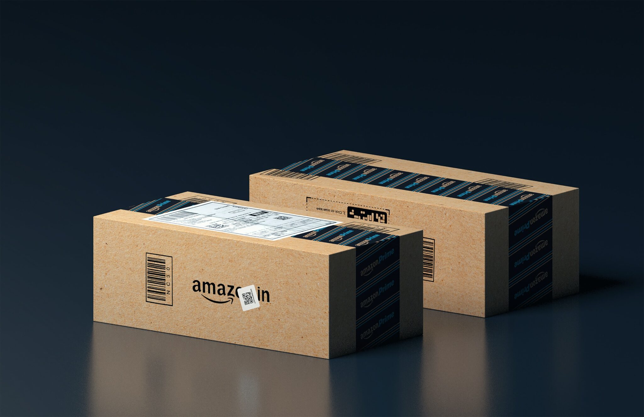 Caixas de entrega da Amazon americana