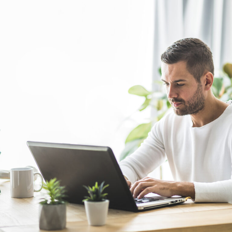 business man working in a laptop.