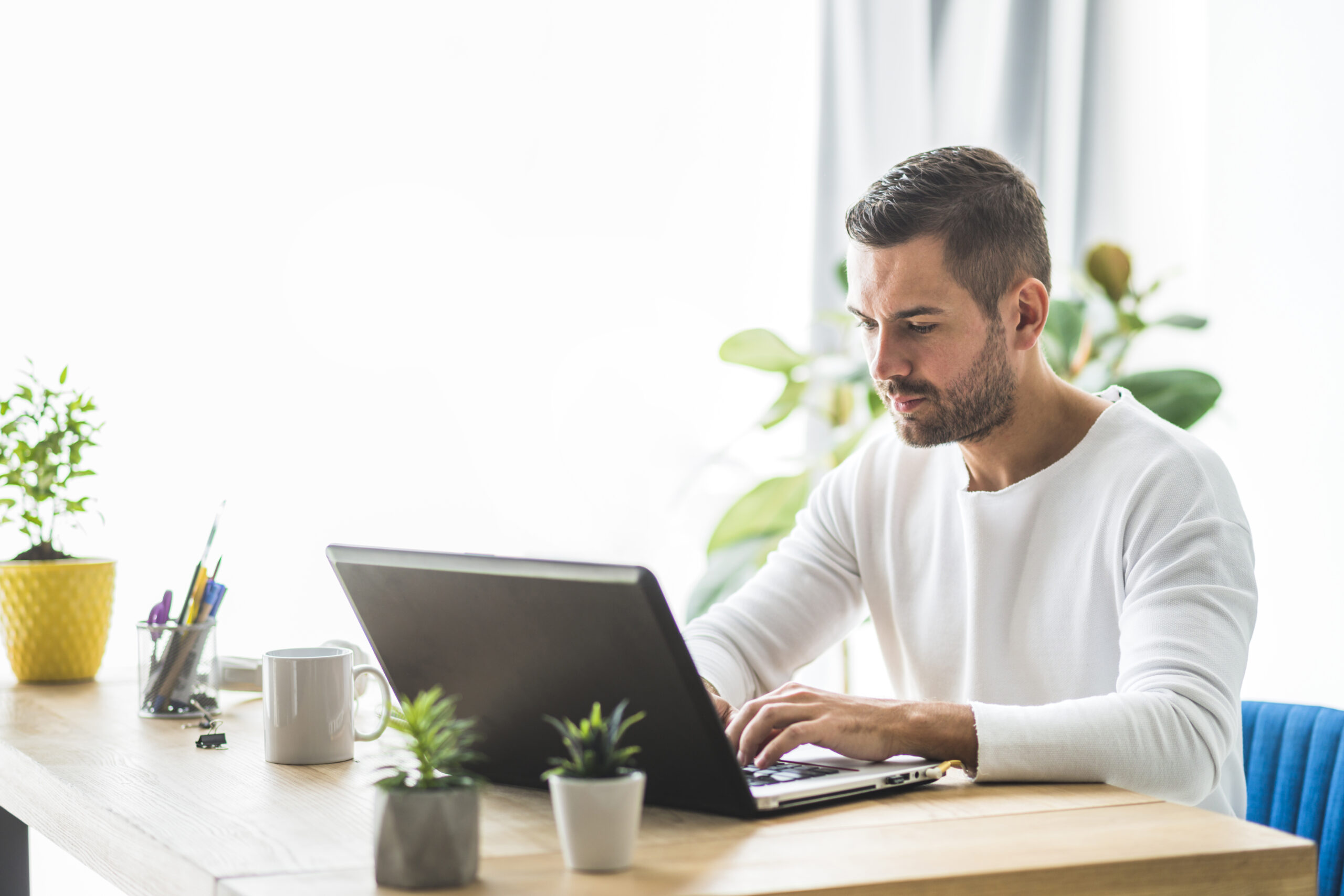 business man working in a laptop.