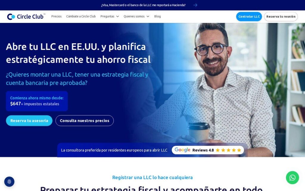 Página de inicio de Circle Club, alternativa a doola para residentes en España