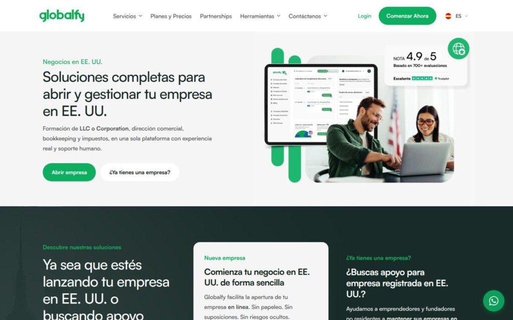 Página de inicio de Globalfy en español, la mejor alternativa a doola para hispanohablantes